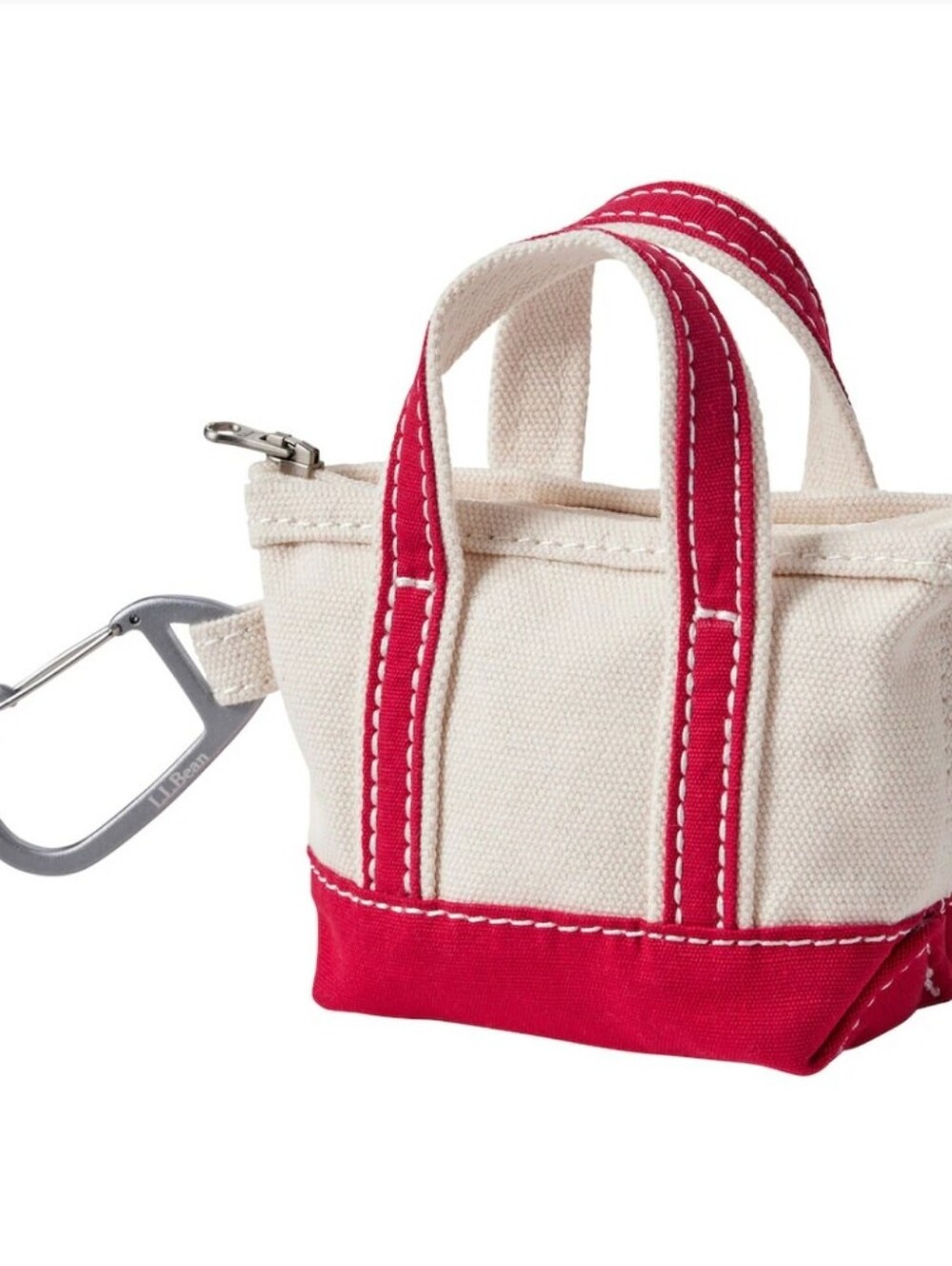 L.L.Bean Mini Tote Charm in Cream and Red/ BNWT